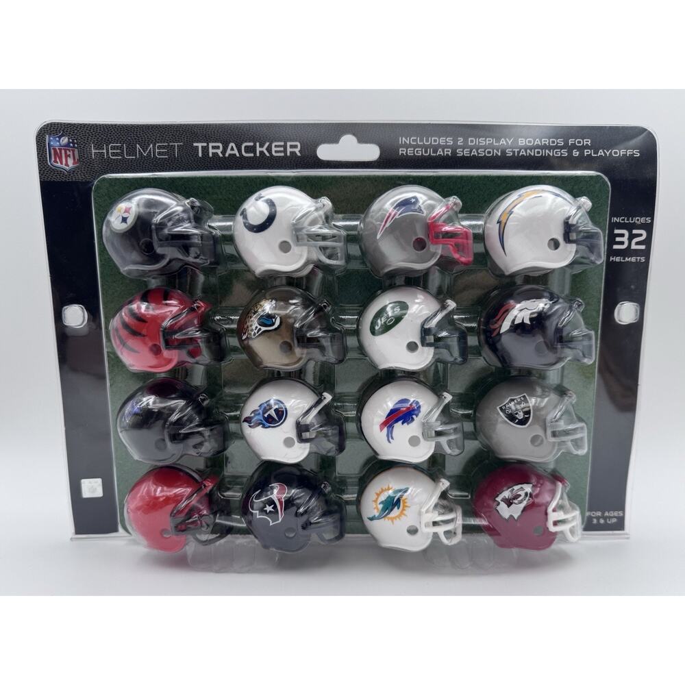 Riddell NFL Helmet Tracker Mini Helmets Apr 2016 2 Display Boards 32 Teams New